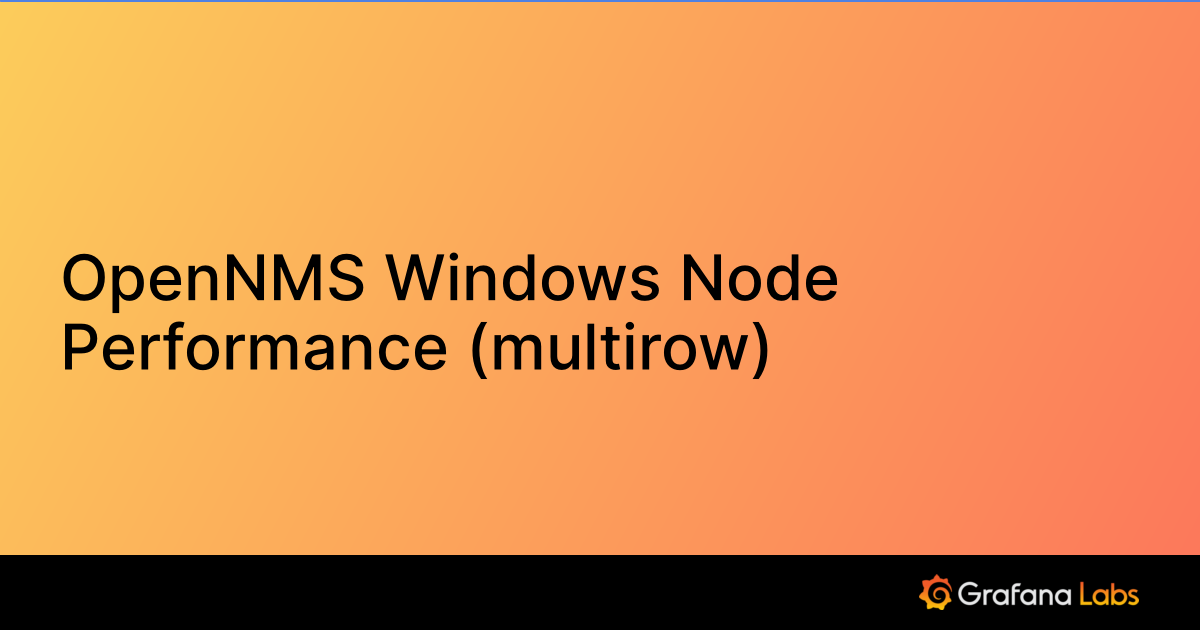 OpenNMS Windows Node Performance (multirow) Grafana Labs